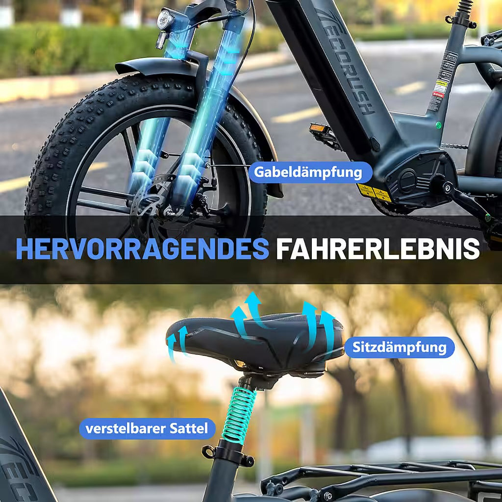 E-Bike Mountainbike Elektrofahrrad 20*4,0 Zoll Pedelec StVZO mit 15,6Ah Akku Max 70-120km