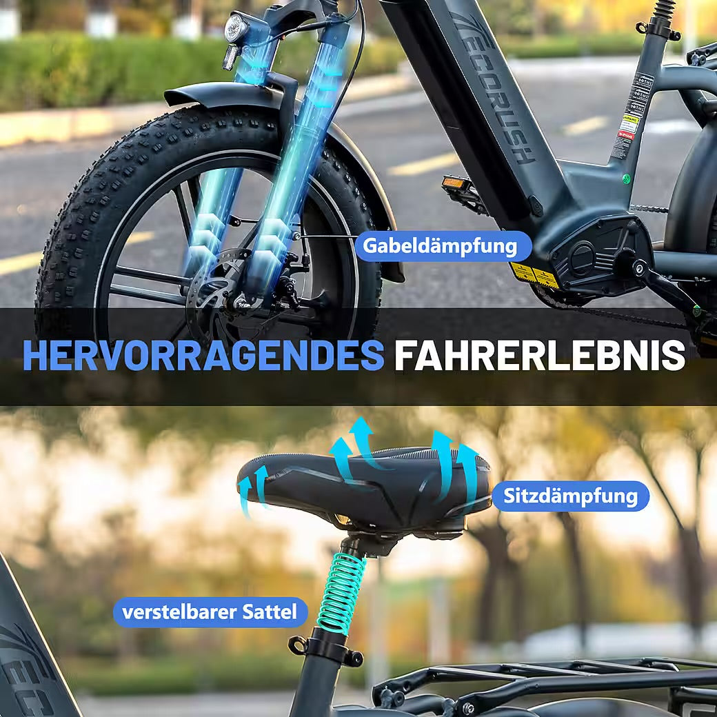 E-Bike Mountainbike Elektrofahrrad 20*4,0 Zoll Pedelec StVZO mit 15,6Ah Akku Max 70-120km