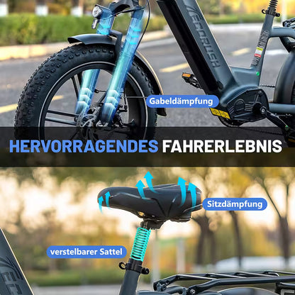 E-Bike Mountainbike Elektrofahrrad 20*4,0 Zoll Pedelec StVZO mit 15,6Ah Akku Max 70-120km