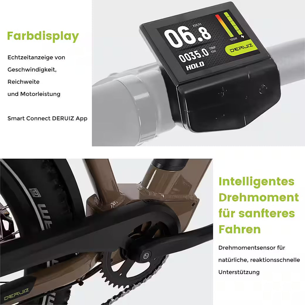 E-Bike Faltrad 20 zoll E‑Faltrad/28 zoll Deruiz SUV, für Alltag & Abenteuer