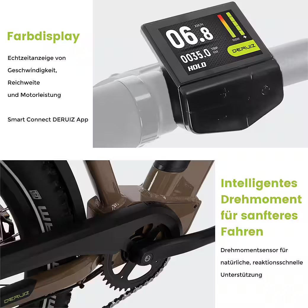 E-Bike Faltrad 20 zoll E‑Faltrad/28 zoll Deruiz SUV, für Alltag & Abenteuer