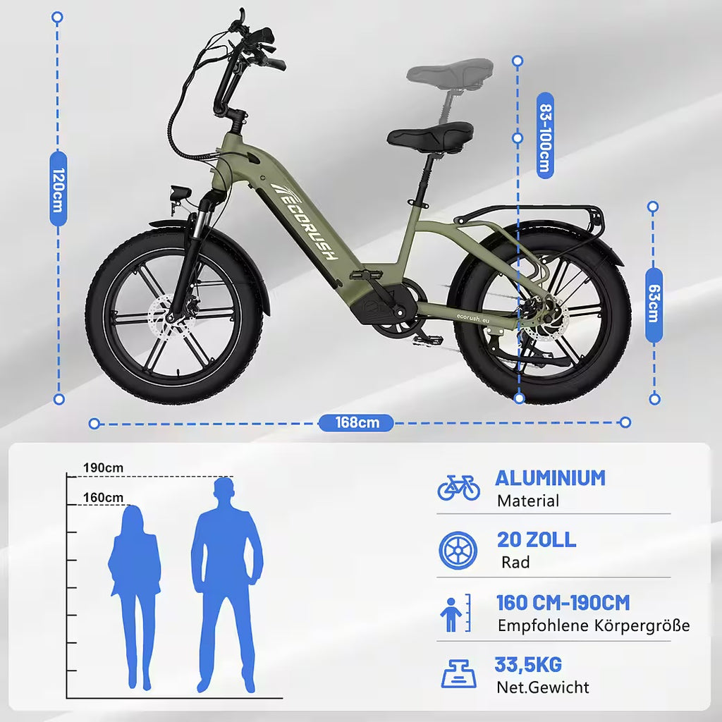 E-Bike Mountainbike Elektrofahrrad 20*4,0 Zoll Pedelec StVZO mit 15,6Ah Akku Max 70-120km