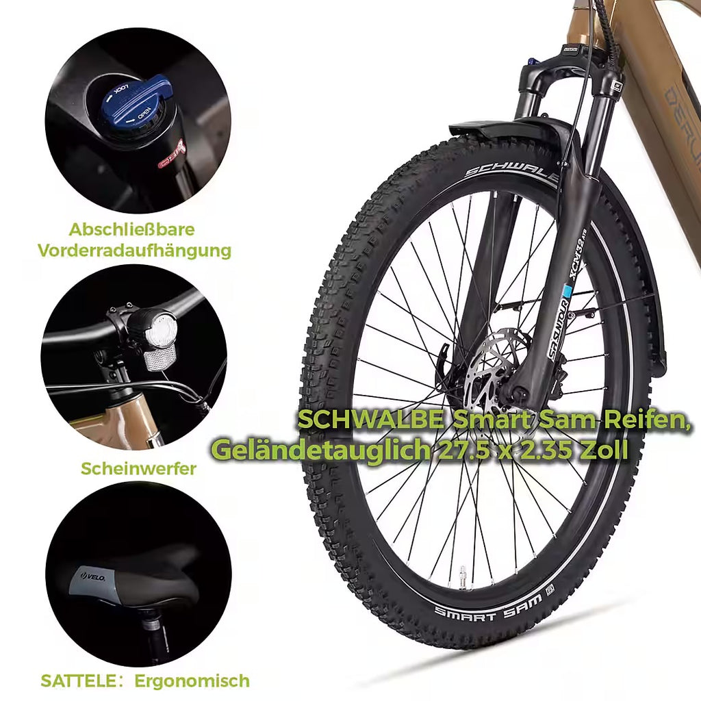 E-Bike Faltrad 20 zoll E‑Faltrad/28 zoll Deruiz SUV, für Alltag & Abenteuer