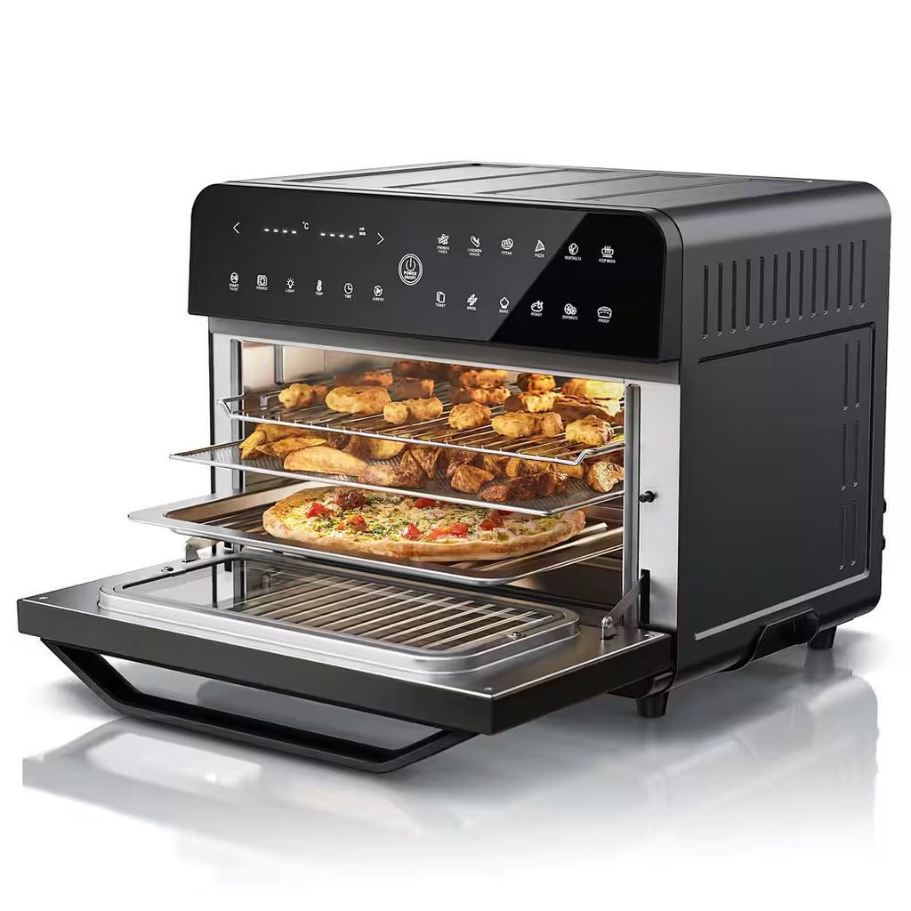 ARENDO Minibackofen Heißluftfritteuse 25 L Edelstahl, Multifunktionsofen, Airfryer 1800 W