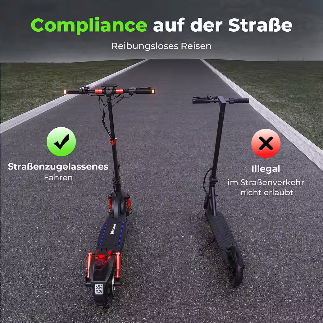 E-Scooter Offroad mit Straßenzulassung (ABE) 11-Zoll-Reifen,80km Reichweite