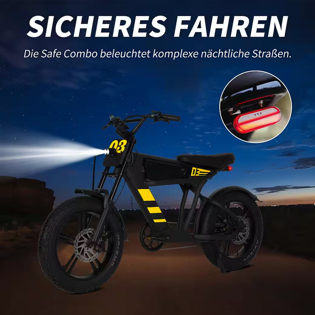 E-Bike Cityrad Damen Herren 20x4,0'' Citybike, 873WH Pedelec, 48V 250W, max.120km