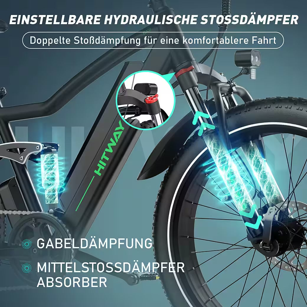 E-Bike Mountainbike 26*4,0 Zoll Elektrofahrrad EMTB mit 48V15Ah Samsung Akku