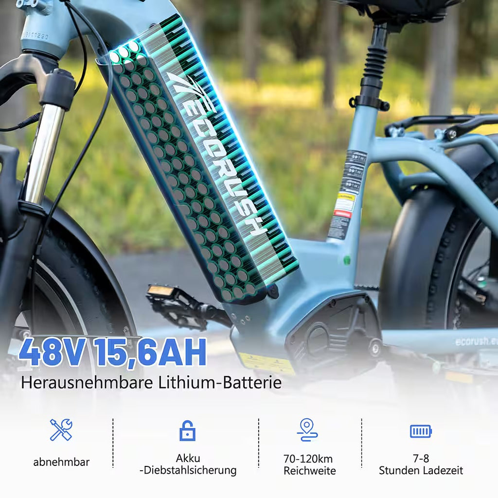 E-Bike Mountainbike Elektrofahrrad 20*4,0 Zoll Pedelec StVZO mit 15,6Ah Akku Max 70-120km