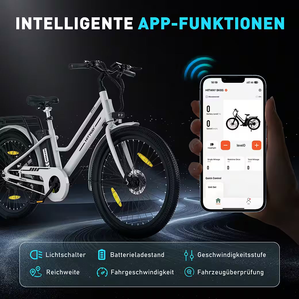 E-Bike Cityrad 27,5 Zoll Elektrofahrrad für Damen Herren, Pedelec mit 36V 13Ah Akku