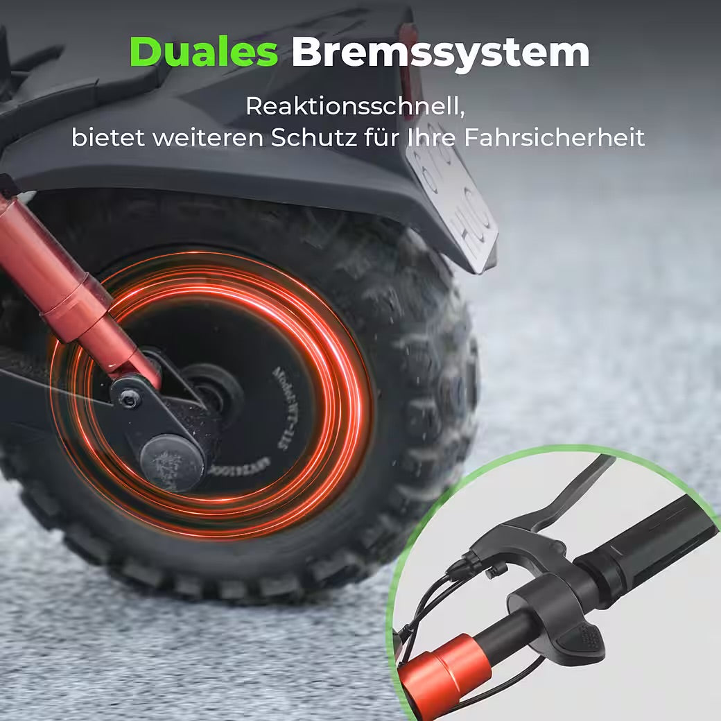E-Scooter Offroad mit Straßenzulassung (ABE) 11-Zoll-Reifen,80km Reichweite