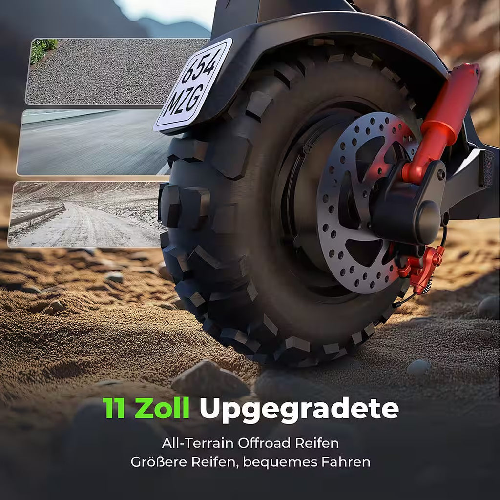 E-Scooter Offroad mit Straßenzulassung (ABE) 11-Zoll-Reifen,80km Reichweite