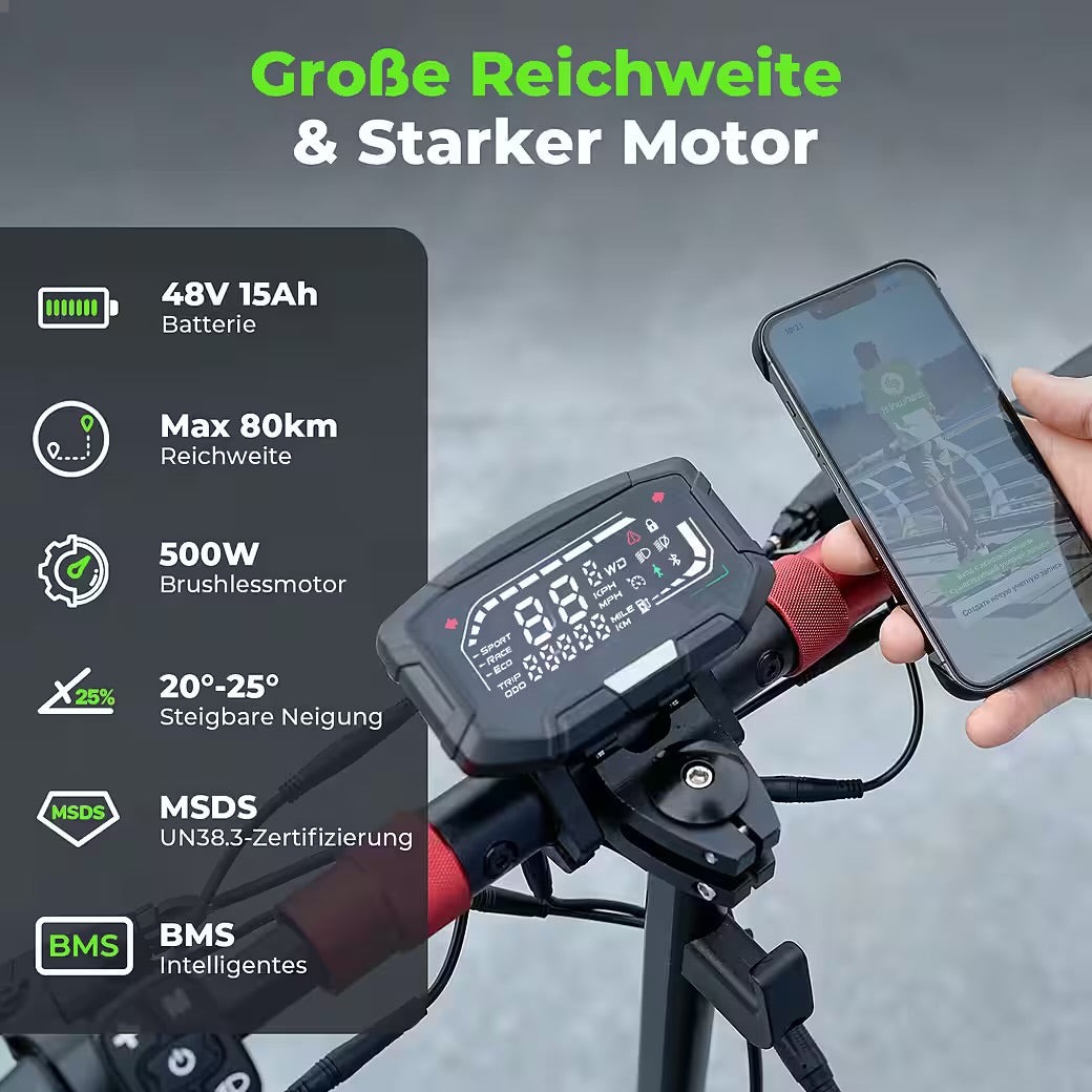 E-Scooter Offroad mit Straßenzulassung (ABE) 11-Zoll-Reifen,80km Reichweite